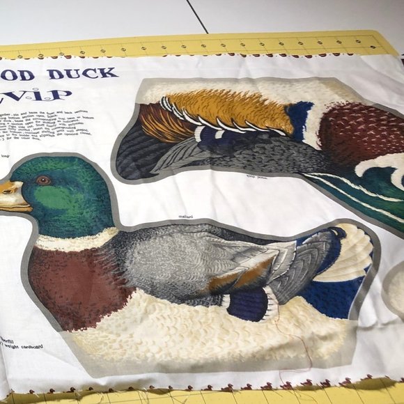 🛒 $12 2xVintage Fabric Panel Material - 1 yard Mallard Duck Stuffed Animal #146 - Picture 1 of 2
